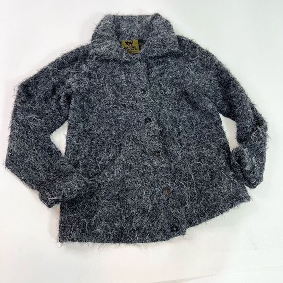Peruvian Trading Co Sweater Womens Medium Gray Virgin Acrylic Button Up Cardigan - Picture 1 of 10